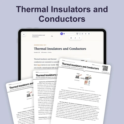 Thermal Insulators and Conductors - reading educational content