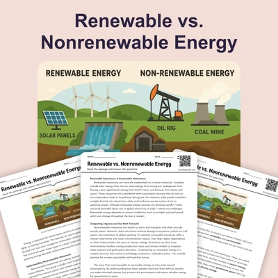 Renewable vs. Nonrenewable Energy - reading educational content
