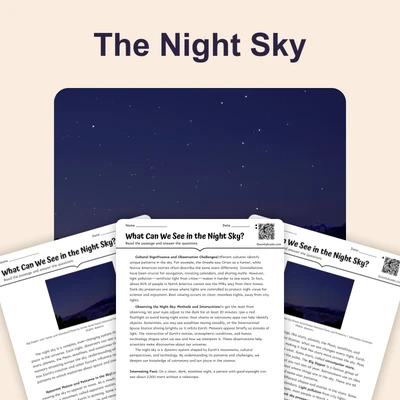 The Night Sky - reading educational content