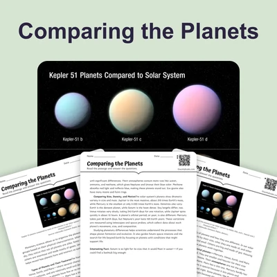Comparing the Planets - reading educational content