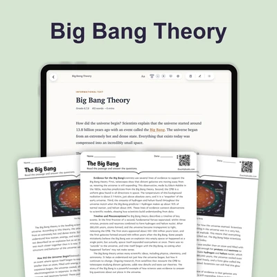 The Big Bang - reading educational content