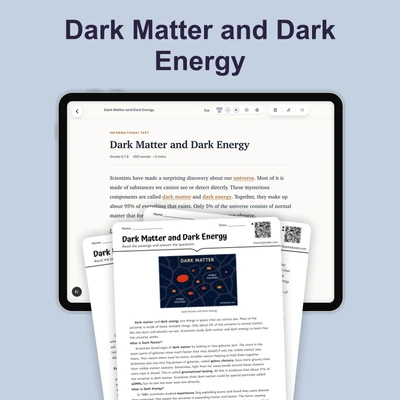 Dark Matter and Dark Energy - reading educational content