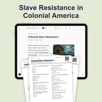 Colonial Slave Resistance - reading educational content
