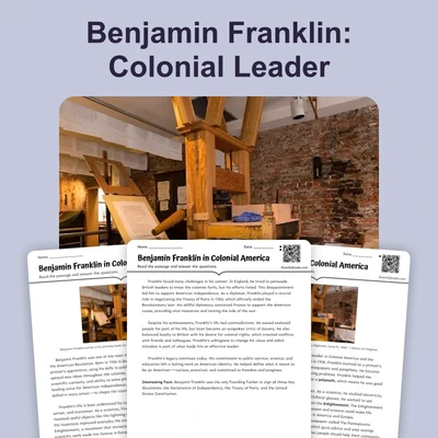 Benjamin Franklin in Colonial America - reading educational content