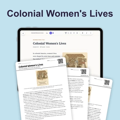 Colonial Women's Lives - reading educational content