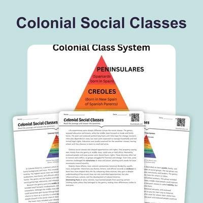 Colonial Social Classes - reading educational content