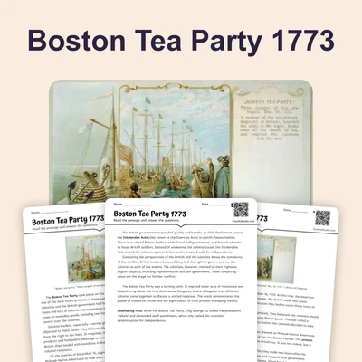 Boston Tea Party 1773 - reading educational content