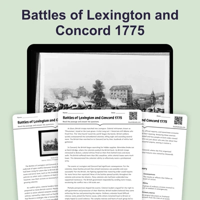 Battles of Lexington and Concord 1775 - reading educational content