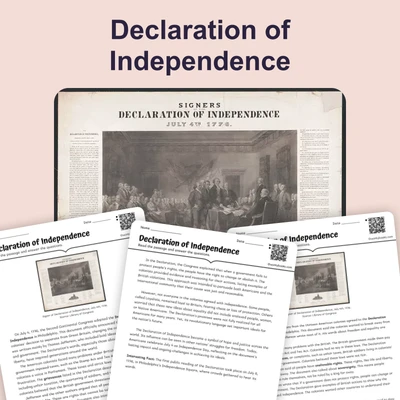 Declaration of Independence - reading educational content