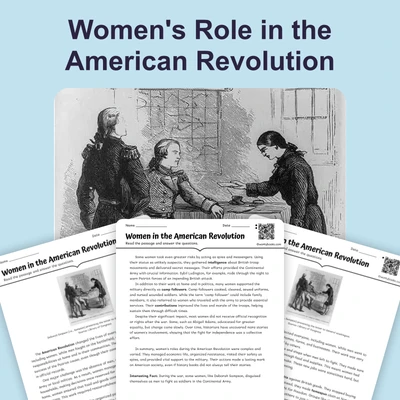 Women's Role in American Revolution - reading educational content