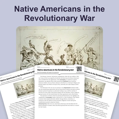Native Americans in Revolutionary War - reading educational content