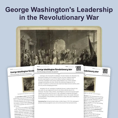George Washington Leadership in Revolutionary War - reading educational content