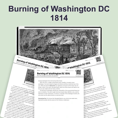 Burning of Washington DC 1814 - reading educational content
