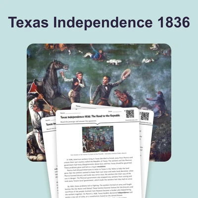 Texas Independence 1836 - reading educational content