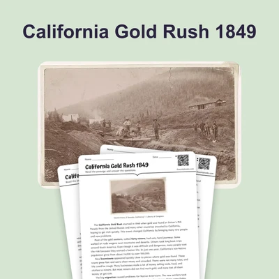 California Gold Rush 1849 - reading educational content