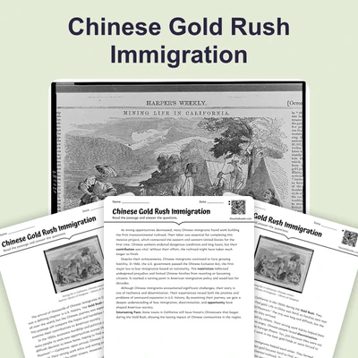 Chinese Immigration During Gold Rush Era - reading educational content