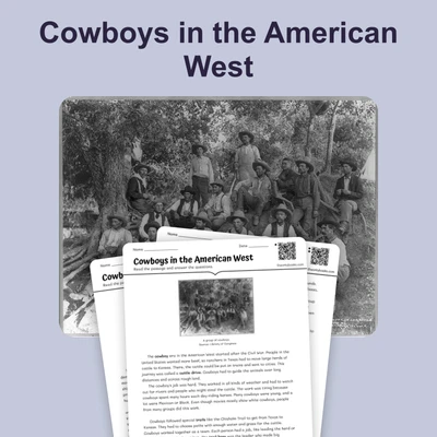 Cowboys in American West - reading educational content