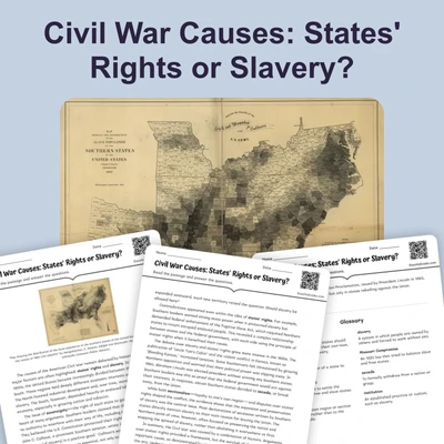Civil War Causes - reading educational content