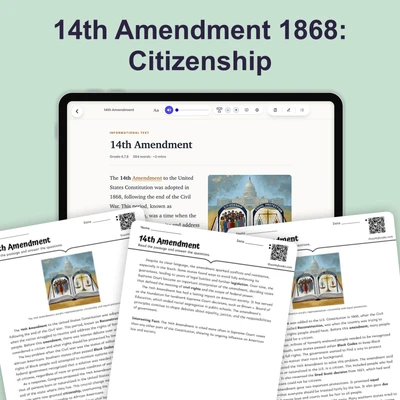 14th Amendment - reading educational content