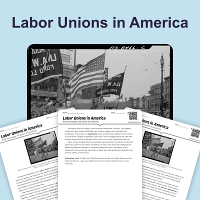 Labor Unions in America - reading educational content