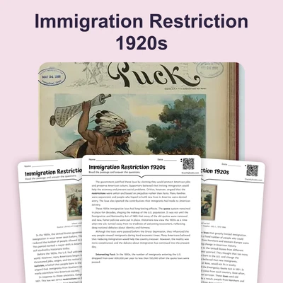 Immigration Restriction 1920s - reading educational content