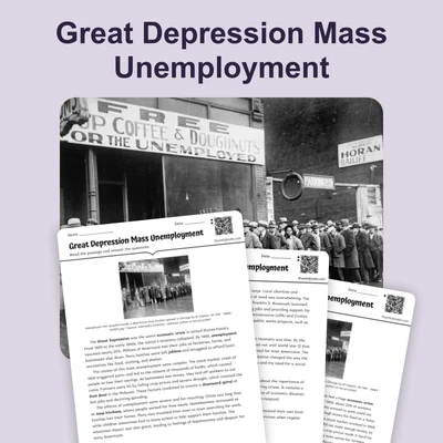 Great Depression Mass Unemployment - reading educational content