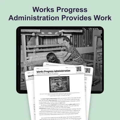 Works Progress Administration  - reading educational content