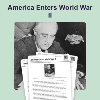 America Enters World War II - reading educational content