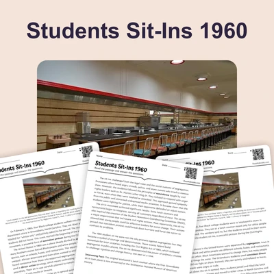 Students Sit-Ins 1960 - reading educational content