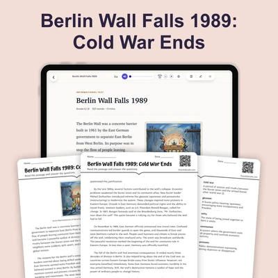 Berlin Wall Falls 1989 - reading educational content