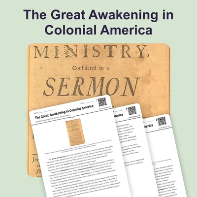 Great Awakening Colonial America - reading educational content