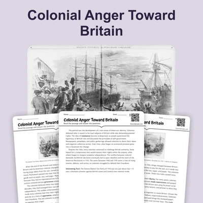 Colonial Anger Toward Britain - reading educational content