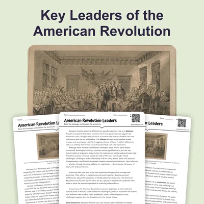 American Revolution Leaders - reading educational content
