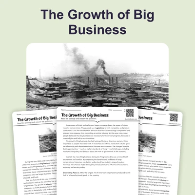 The Growth of Big Business - reading educational content