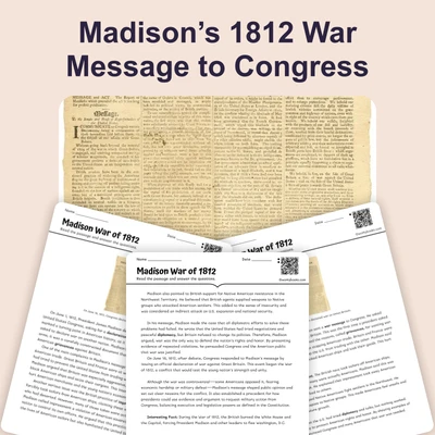 Madison War of 1812 - reading educational content