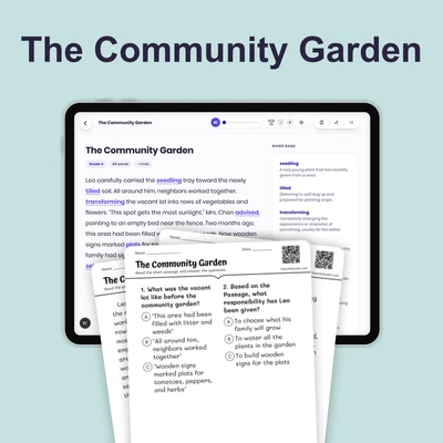 The Community Garden - reading educational content