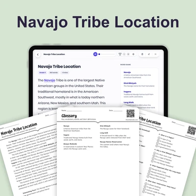 Navajo Tribe Location - reading educational content