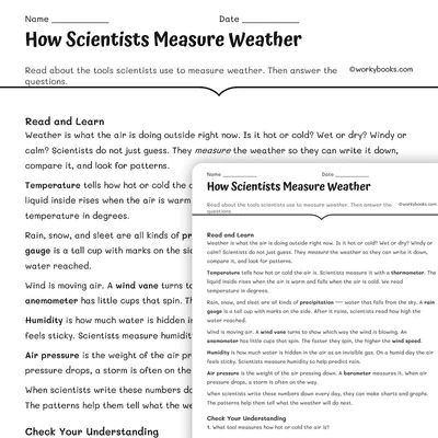 How Scientists Measure Weather - worksheet educational content
