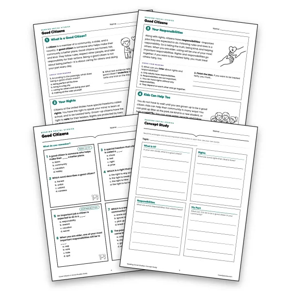 Good Citizens Reading Cards - worksheet educational content
