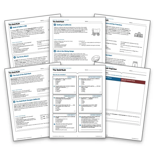 The Gold Rush - worksheet educational content