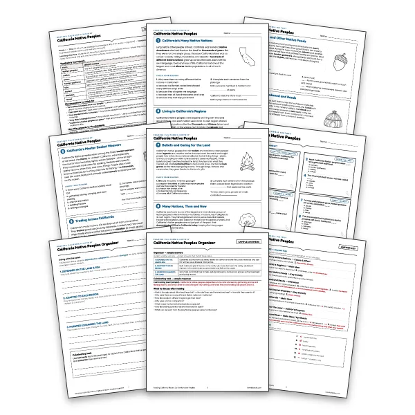 California Native Peoples - worksheet educational content