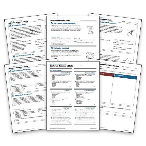 California Becomes a State - worksheet educational content