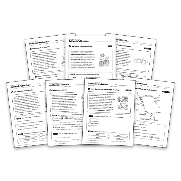California's Missions - worksheet educational content