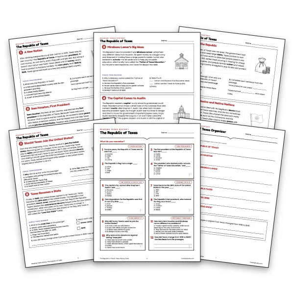 The Republic of Texas - worksheet educational content