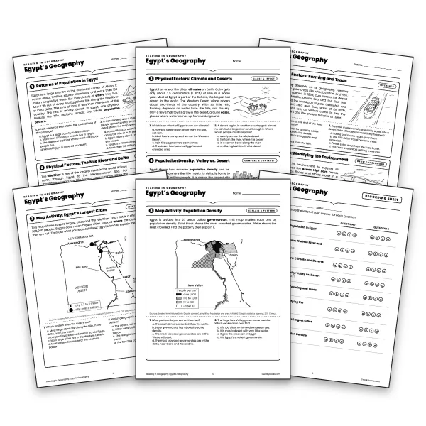 Egypt's Geography—Map Activities - worksheet educational content