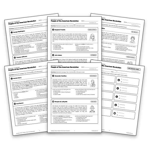 People of the American Revolution Activities - worksheet educational content