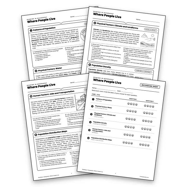 Why People Live Where They Do—Grade 6 - worksheet educational content