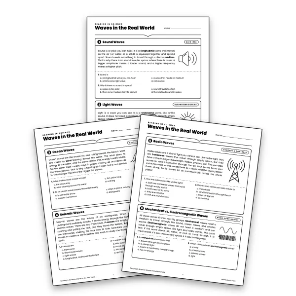 Reading in Science: Waves in the Real World - worksheet educational content
