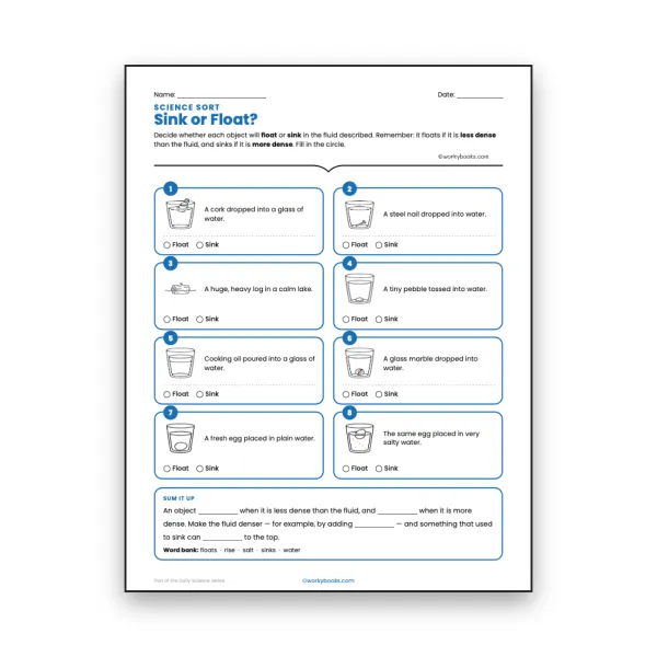 Sink or Float? - worksheet educational content