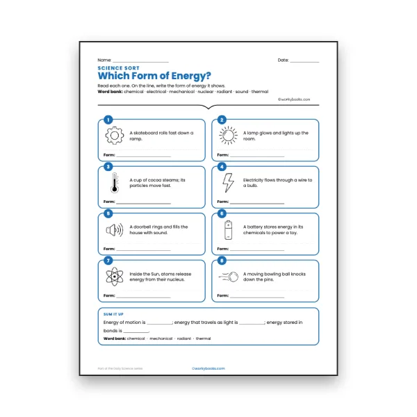 Which Form of Energy? - worksheet educational content